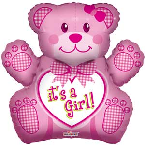 Baby Girl Bear Shape Foil Balloons